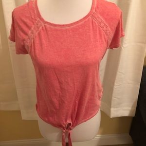 Girls coral pink shirt sleeve shirt